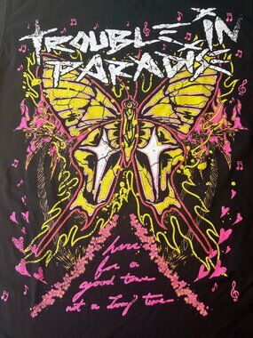 Toxicity Trouble in Paradise Butterfly Graphic Tee Women’s Small New With Tags